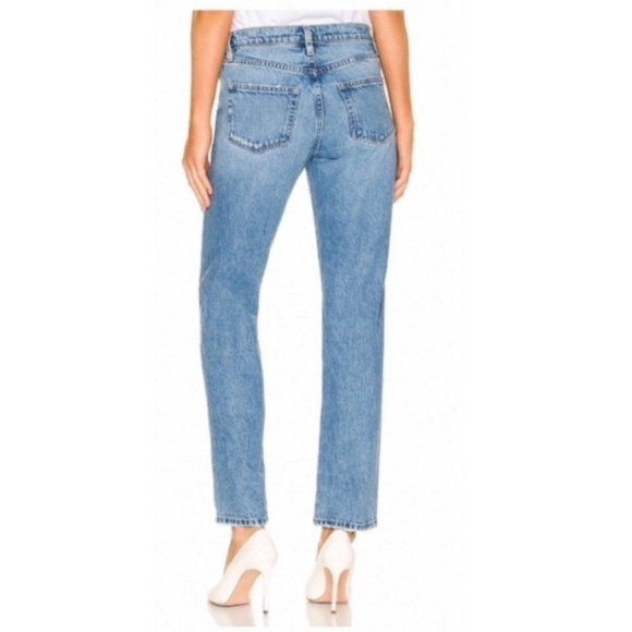 Frame Le Slouch Boyfriend Jean In BlueJay Rips Rigid Distressed Denim - Picture 2 of 16